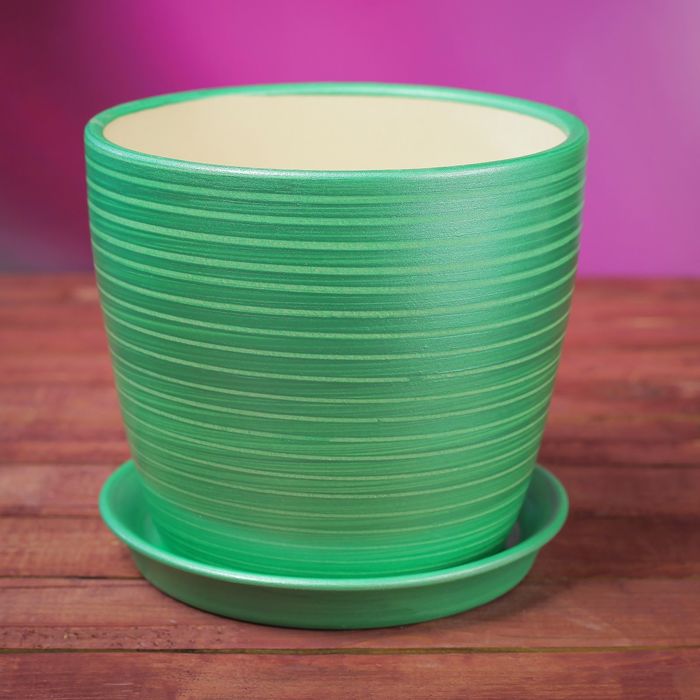 Кашпо "Осень" 2,0 л серпантин зеленый лак