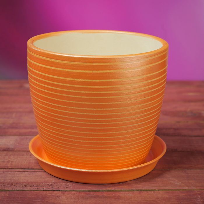 Кашпо "Осень" 2,0 л серпантин оранжевый лак