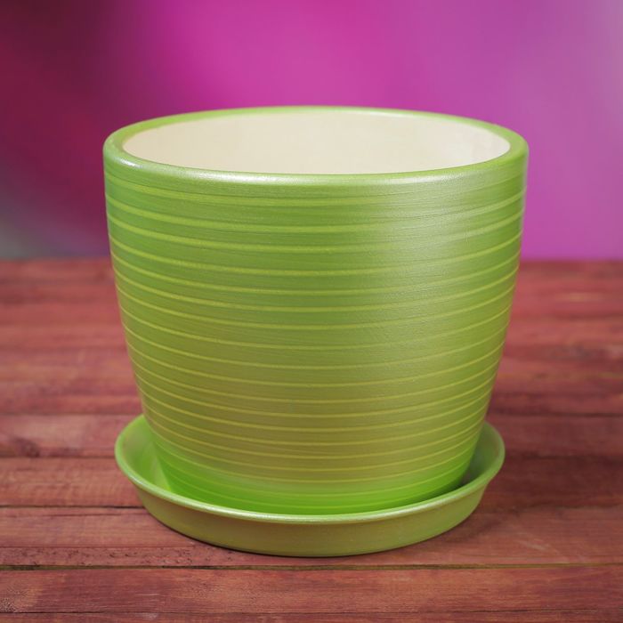 Цветочный горшок "Осень" 2,0 л серпантин фисташка лак