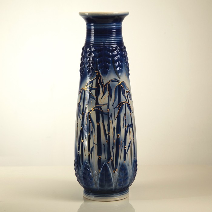 Ваза напольная "Валентина" лебеди, кобальт, микс