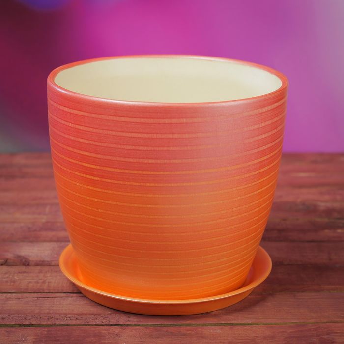 Кашпо "Осень" 3,0 л серпантин радуга красная лак