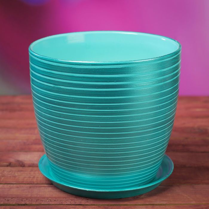 Цветочный горшок "Осень" 3,0 л серпантин бирюза лак