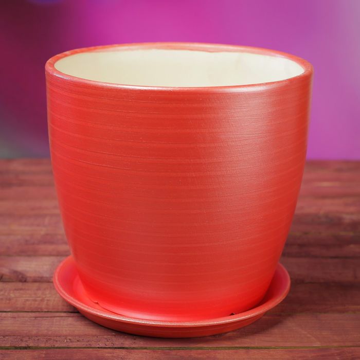 Кашпо "Осень" 3,0 л серпантин красный лак