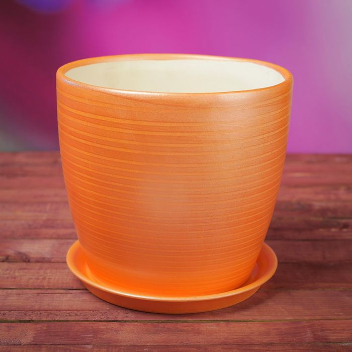 Кашпо "Осень" 3,0 л серпантин оранжевый лак