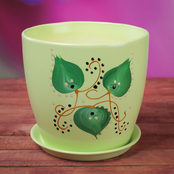 Кашпо "Осень" 3,0 л роспись на фисташке лак