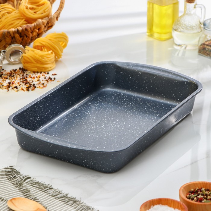 Форма для выпечки с а/п покрытием "Мрамор. Прямоугольник" 35х27х6,5 см