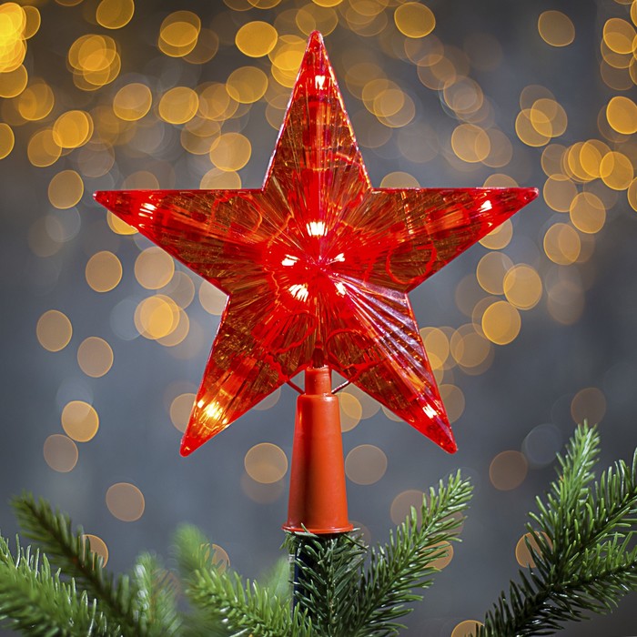 Фигура "Звезда Красная ёлочная" 16Х16 см, пластик, 10 ламп,2 м провод, 240V КРАСНЫЙ