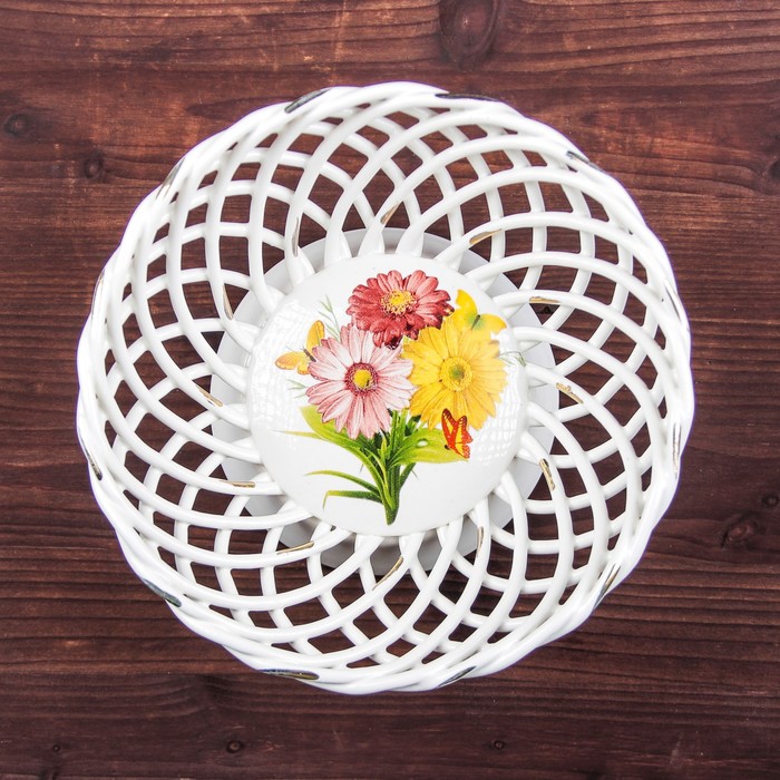 Конфетница "Поляна", белая, 18 см, микс