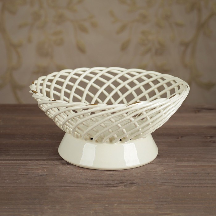 Конфетница "Поляна", белая, 18 см, микс