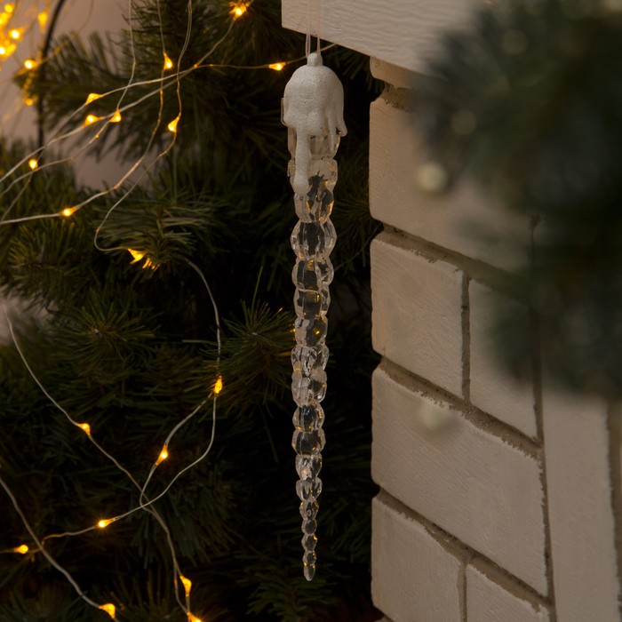 Сосулька светодиодная "Рифленая" (батарейки в комплекте) 25 см, 1 LED, ТЕПЛО-БЕЛЫЙ