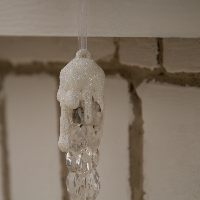 Сосулька светодиодная "Рифленая" (батарейки в комплекте) 25 см, 1 LED, ТЕПЛО-БЕЛЫЙ