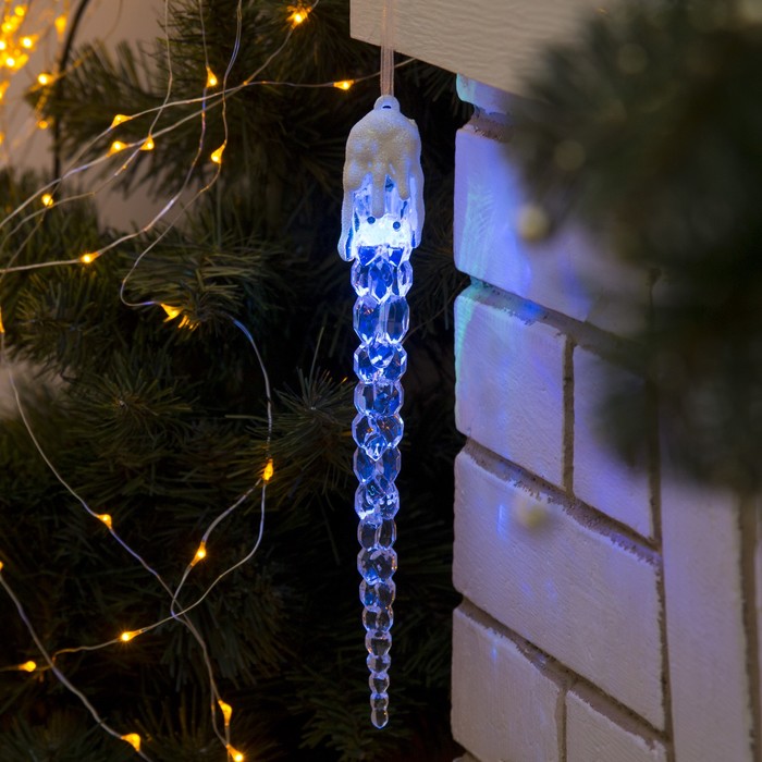 Сосулька светодиодная "Рифленая" (батарейки в комплекте) 25 см, 1 LED, МУЛЬТИ