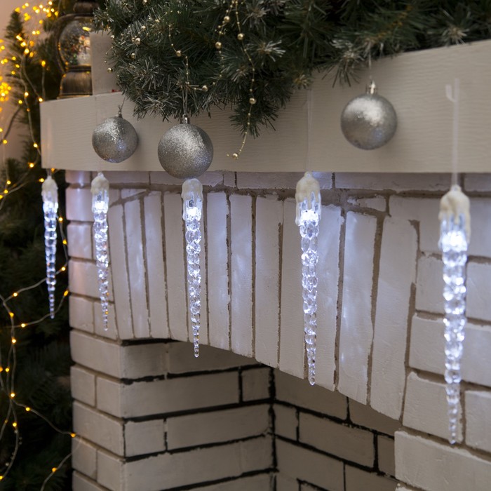 Сосулька светодиодная "Рифленая" (батарейки в комплекте) 25 см, 1 LED, БЕЛЫЙ