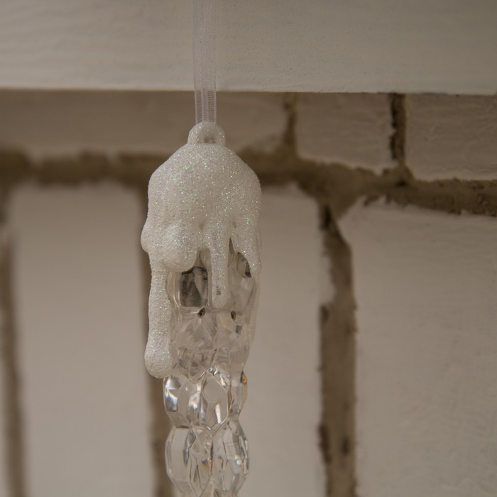 Сосулька светодиодная "Рифленая" (батарейки в комплекте) 25 см, 1 LED, БЕЛЫЙ