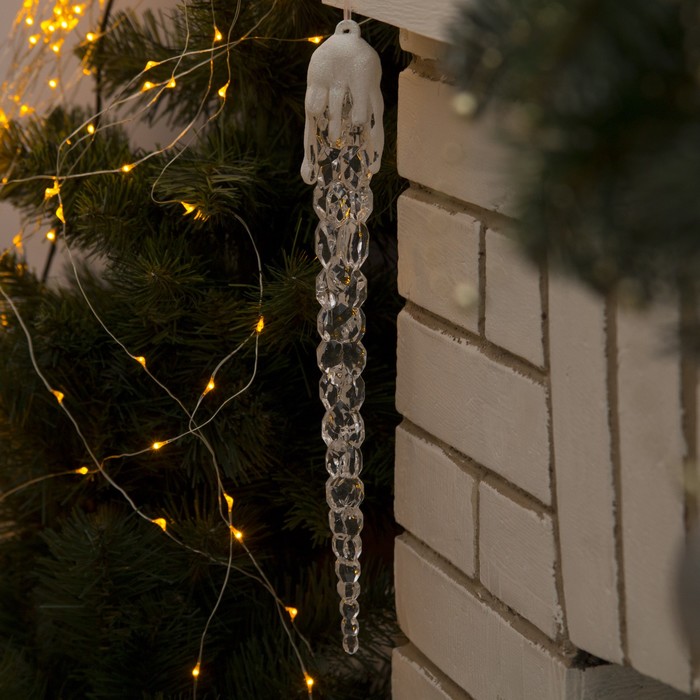 Сосулька светодиодная "Рифленая" (батарейки в комплекте) 34 см, 1 LED, ТЕПЛО-БЕЛЫЙ