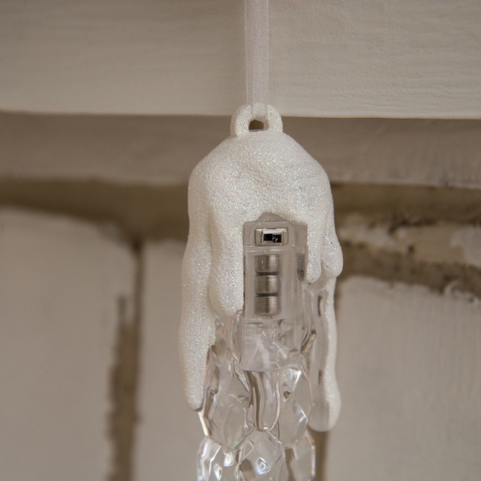 Сосулька светодиодная "Рифленая" (батарейки в комплекте) 34 см, 1 LED, ТЕПЛО-БЕЛЫЙ