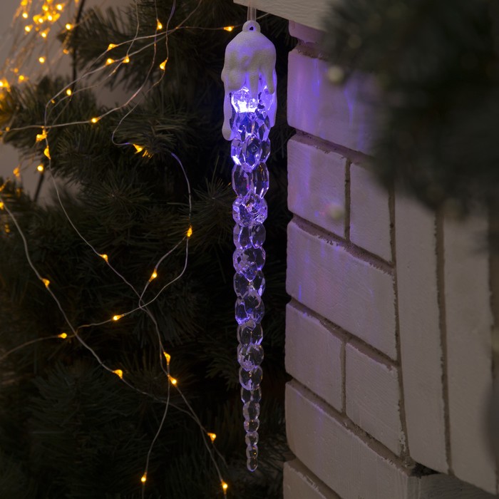 Сосулька светодиодная "Рифленая" (батарейки в комплекте) 34 см, 1 LED, МУЛЬТИ