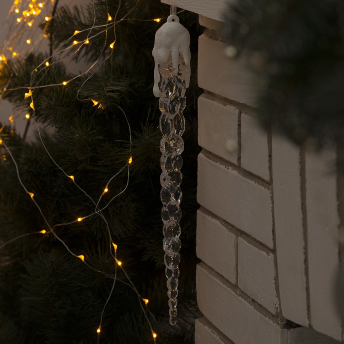 Сосулька светодиодная "Рифленая" (батарейки в комплекте) 34 см, 1 LED, МУЛЬТИ