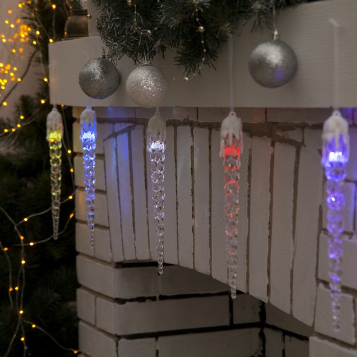 Сосулька светодиодная "Рифленая" (батарейки в комплекте) 34 см, 1 LED, МУЛЬТИ