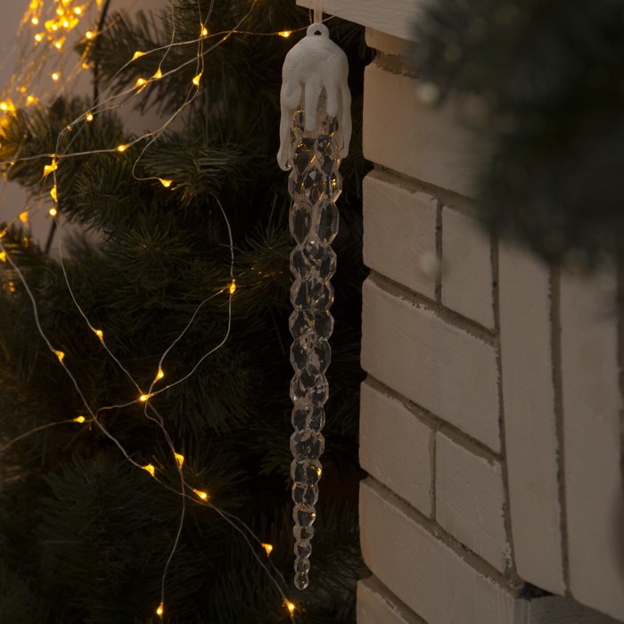 Сосулька светодиодная "Рифленая" (батарейки в комплекте) 34 см, 1 LED, БЕЛЫЙ