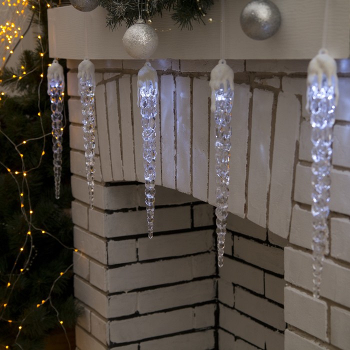 Сосулька светодиодная "Рифленая" (батарейки в комплекте) 34 см, 1 LED, БЕЛЫЙ