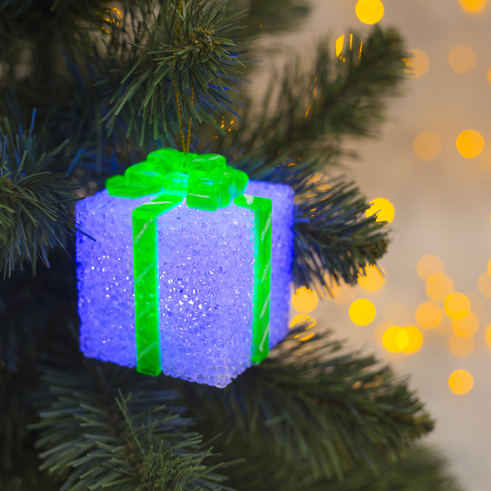 Игрушка световая "Подарок квадр." (батарейки в комплекте) 7 х 8,5 см, 1 LED, RGB, БЕЛЫЙ