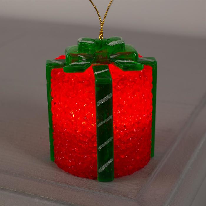 Игрушка световая "Подарок" (батарейки в комплекте) 7 х 8,5 см, 1 LED, RGB, КРАСНЫЙ