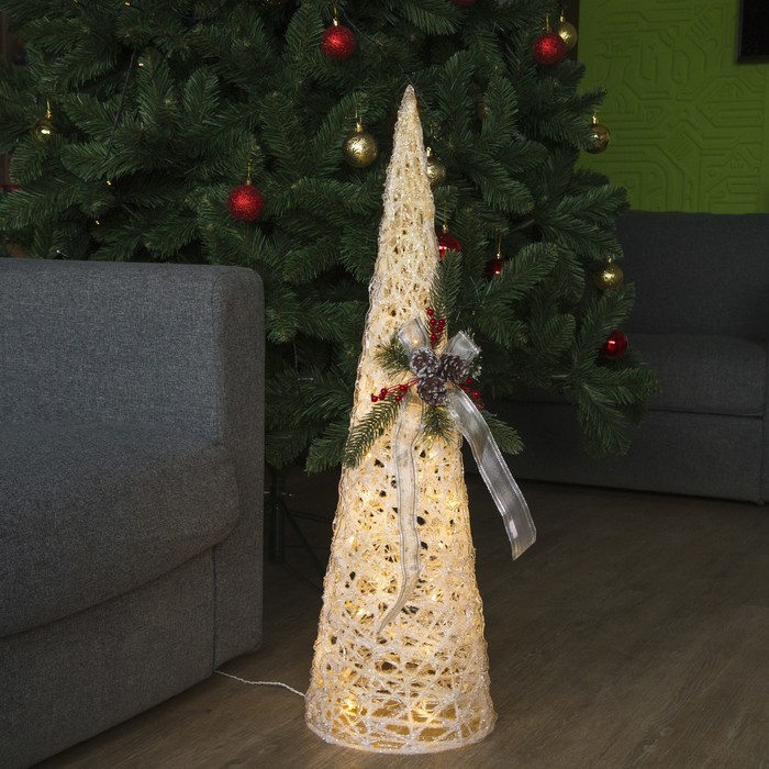 Фигура акрил. "Елка белая" 27х27х90 см,220, 50 ламп, ТЕПЛ. БЕЛ