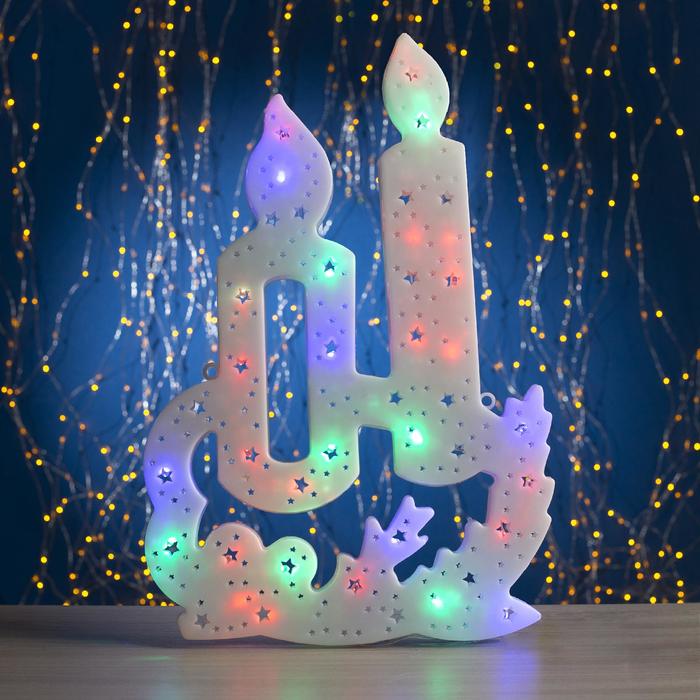 Светодиодная фигура «Свечки» 28 × 42 см, пластик, 220 В, свечение мульти (RG/RB) светодиодная фигура снеговик 23 × 43 см пластик 220 в свечение мульти rg rb