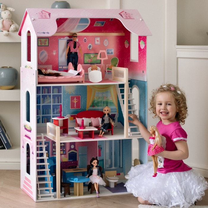 Кукольный домик «Вдохновение», (16 предметов мебели, 2 лестницы) домик модульный вдохновение