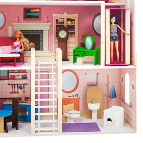 Большой дом для кукол «Мечта» (28 предметов мебели, лифт, лестница, гараж, балкон, качели) от Сима-ленд