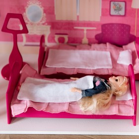 Деревянный дом для кукол «Нежность», (28 предметов мебели, 2 лестницы, гараж) от Сима-ленд