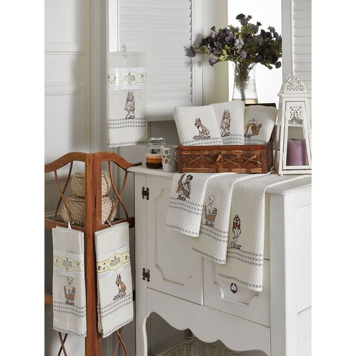 Салфетка вафельная METEOR в пвх 40*60 2 шт коричневый, 230 гр/м2, хл.100%