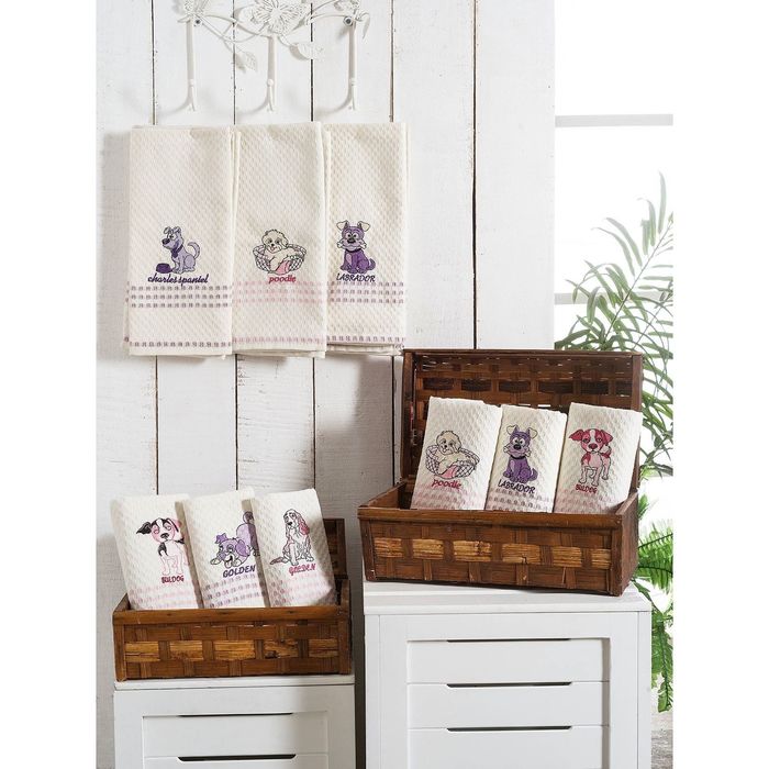 Салфетка вафельная METEOR в пвх 40*60 2 шт цветное, 230 гр/м2, хл.100%