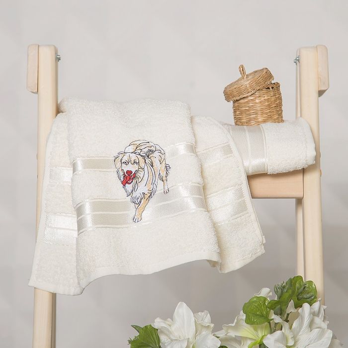 КМП TWO DOLPHINS в коробке 50x90 1шт  LITTLE PUPPY кремовый, 420 гр/м2, хл.100%