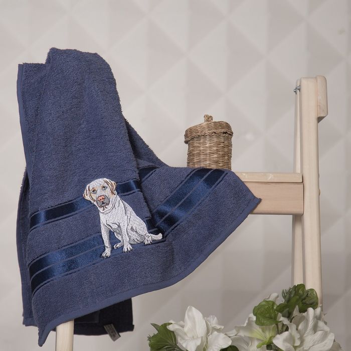 КМП TWO DOLPHINS в коробке 50x90 1шт  LITTLE TEDDY синий, 420 гр/м2, хл.100%