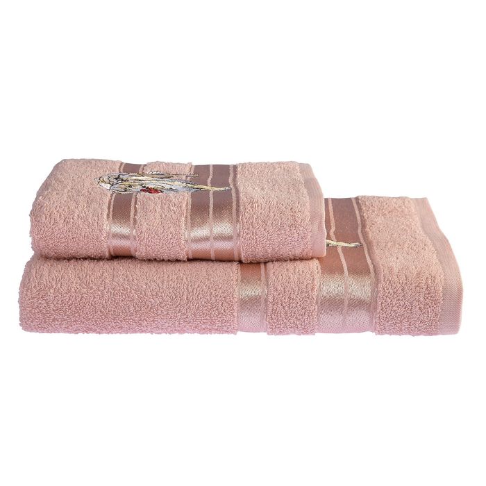 КМП TWO DOLPHINS в коробке 50x90,70х140 2 шт LITTLE PUPPY пудра, 420 гр/м2, хл.100%