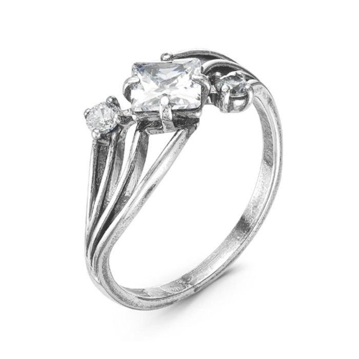 Кольцо "Галактика", посеребрение с оксидированием, цвет белый, 17.5 размер