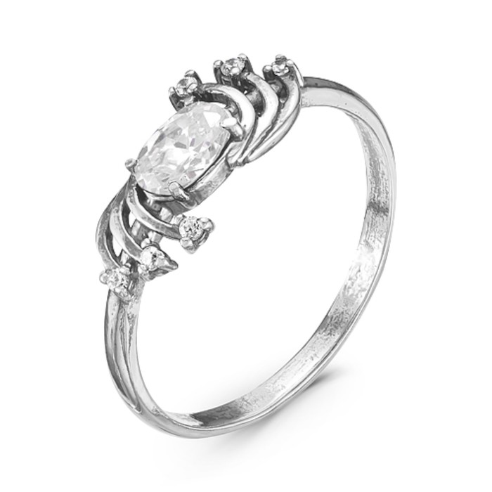 Кольцо "Метелица", посеребрение с оксидированием, 17 размер