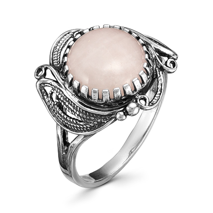 Кольцо "Каменный цветок", посеребрение с оксидированием, под кварц, 20.5 размер