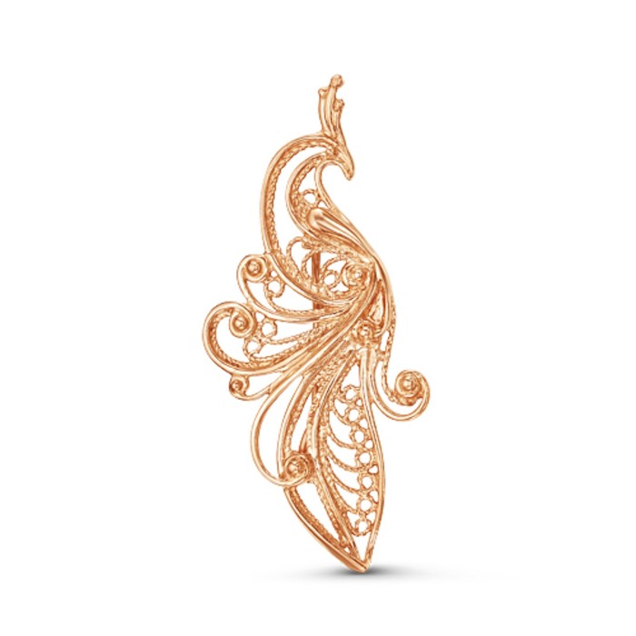 Брошь "Павлин", позолота