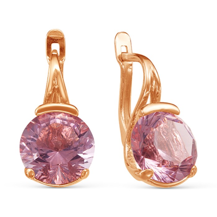 Серьги "Амелия", цвет розовый, позолота