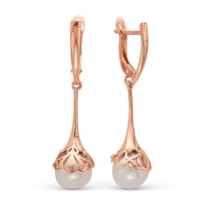 Серьги "Элегантность жемчуга", позолота