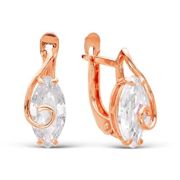 Серьги "Эрика", позолота, цвет прозрачный