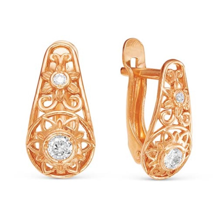 Серьги "Узоры", позолота