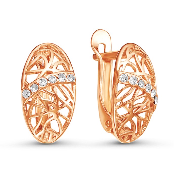 Серьги "Кружевные овалы", позолота