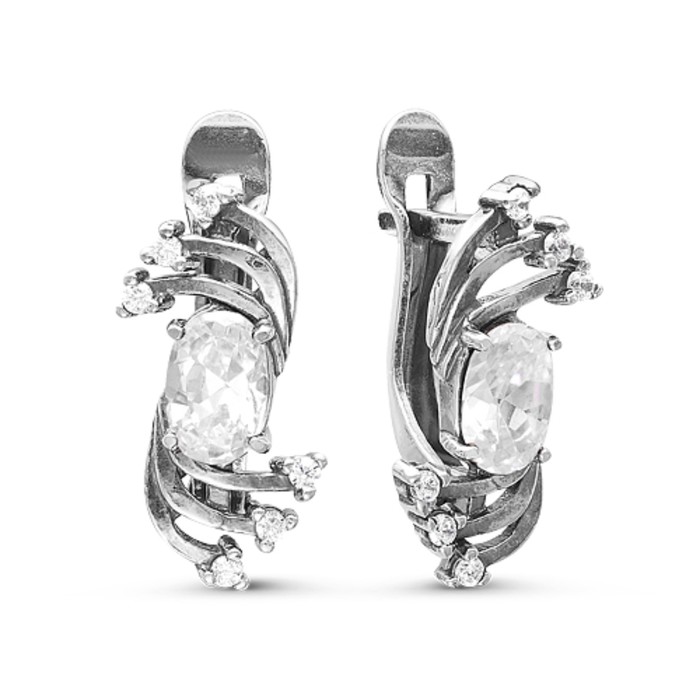 Серьги "Фейерверк", посеребрение с оксидированием