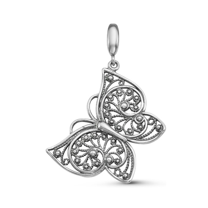 Подвеска "Бабочка летящая", посеребрение
