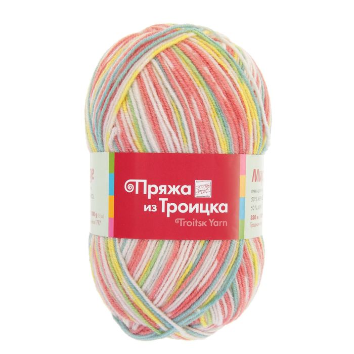 Пряжа "Мираж" 50% шерсть, 50% акрил 330м/100гр (7091, принт)