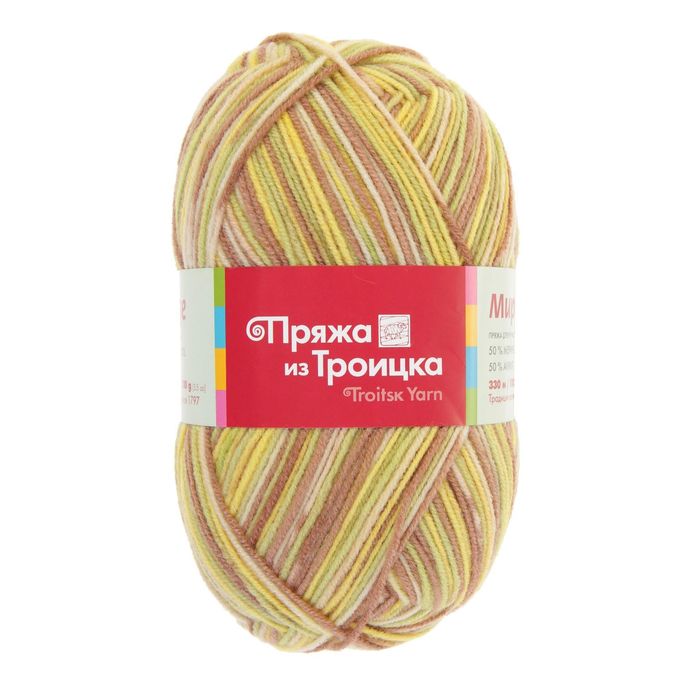 Пряжа "Мираж" 50% шерсть, 50% акрил 330м/100гр (7092, принт)